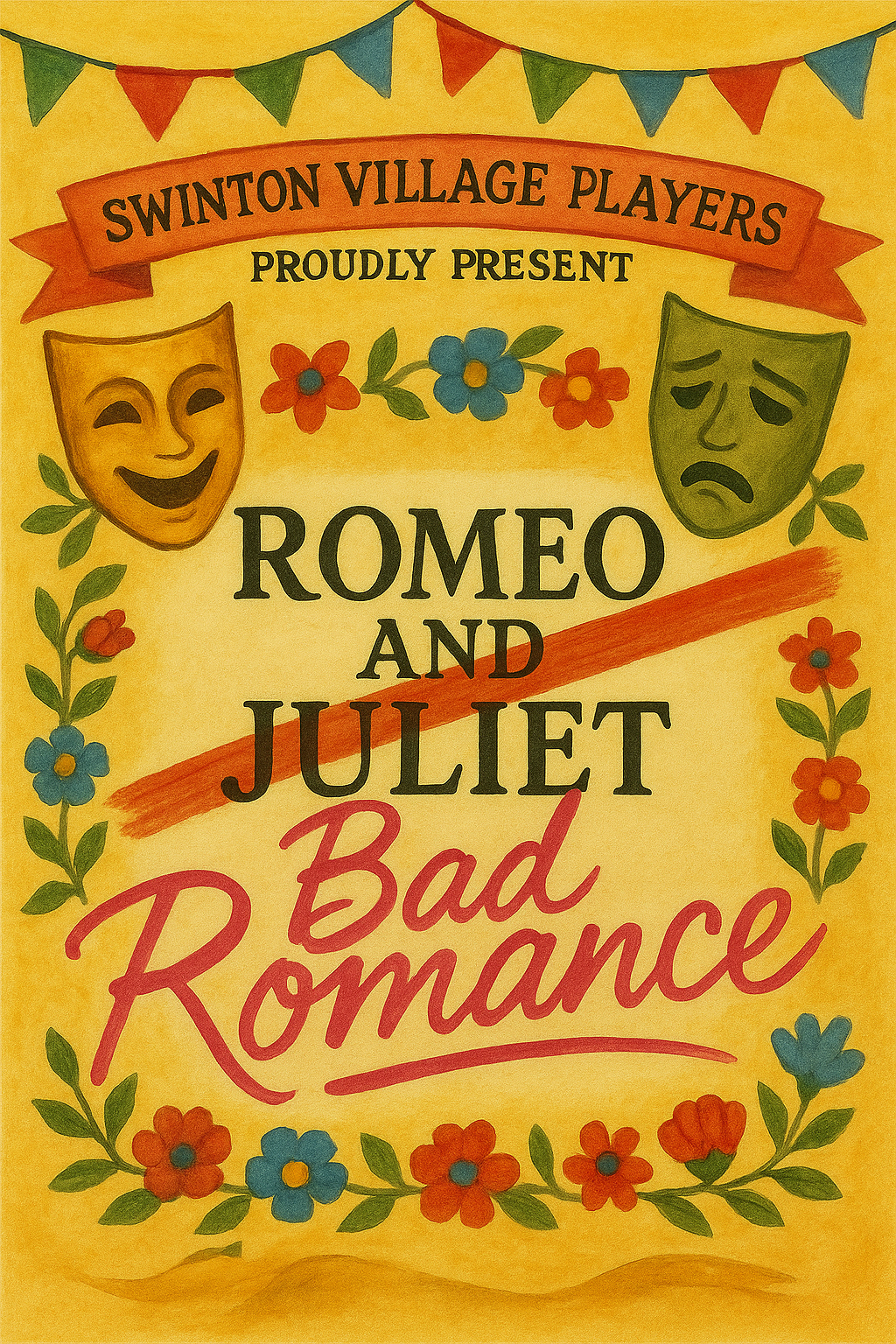 Vintage floral poster for Romeo and Juliet: Bad Romance